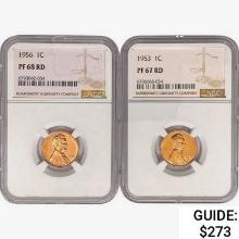 [2] 1953 & 1956 Wheat Cent NGC PF67/68