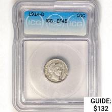 1914-D Barber Dime ICG EF45