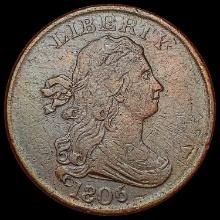 1806 Sm 6 No Stems Draped Bust Half Cent NEARLY UN