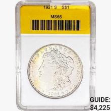 1921-S Morgan Silver Dollar ACCU MS66