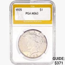 1935 Silver Peace Dollar PGA MS63