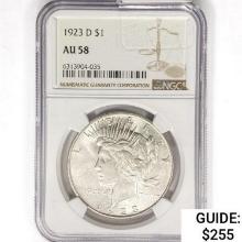 1923-D Silver Peace Dollar NGC AU58