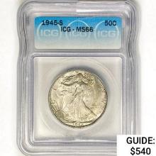 1945-S Walking Liberty Half Dollar ICG MS66