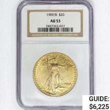 1909/8 $20 Gold Double Eagle NGC AU53