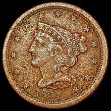 1851 Braided Hair Half Cent NEARLY UNCIRCULATED