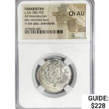 780-793 AD Tabaristan Silver Hemidrachm NGC Ch AU