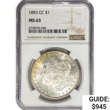 1883-CC Morgan Silver Dollar NGC MS63