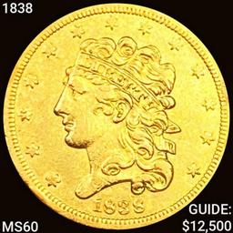 1838 $5 Gold Half Eagle UNCIRCULATED