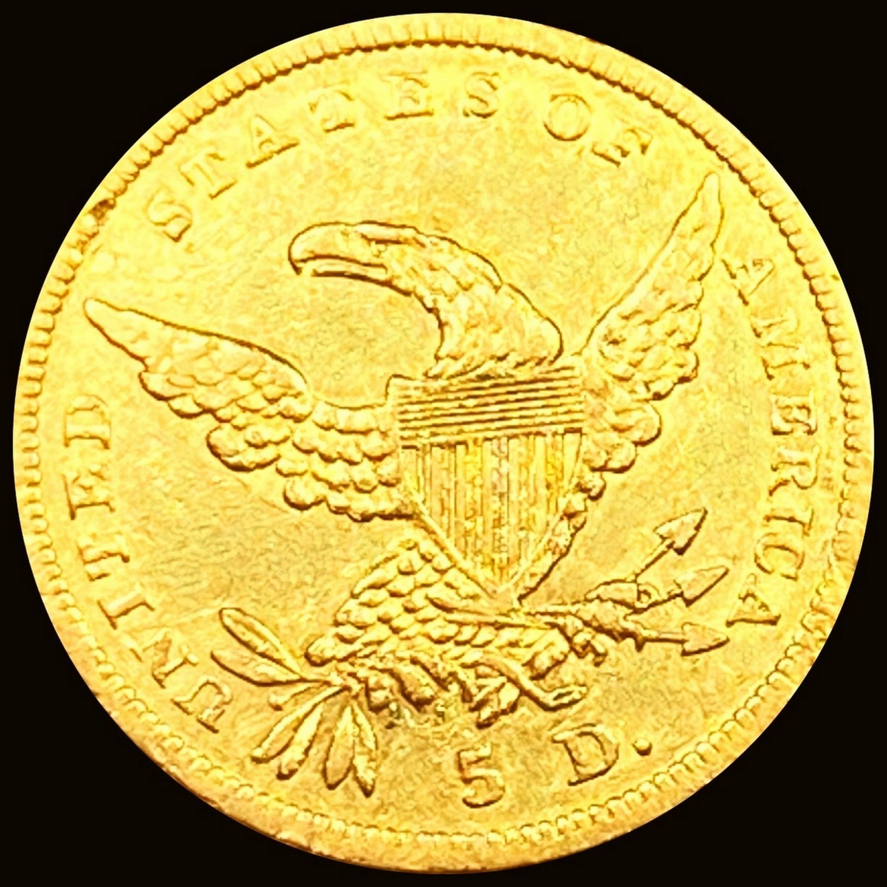 1838 $5 Gold Half Eagle UNCIRCULATED
