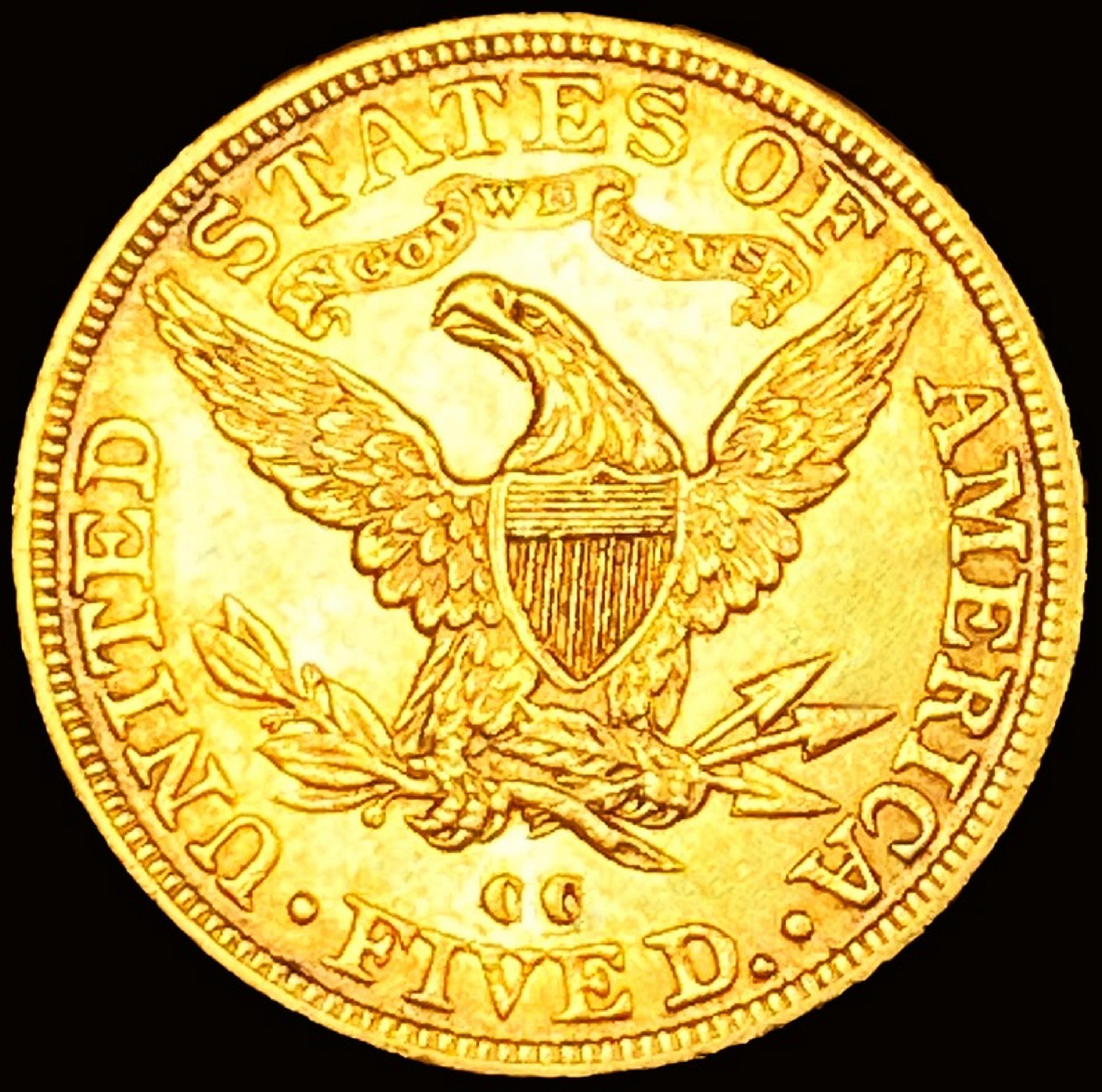 1892-CC $5 Gold Half Eagle CHOICE BU