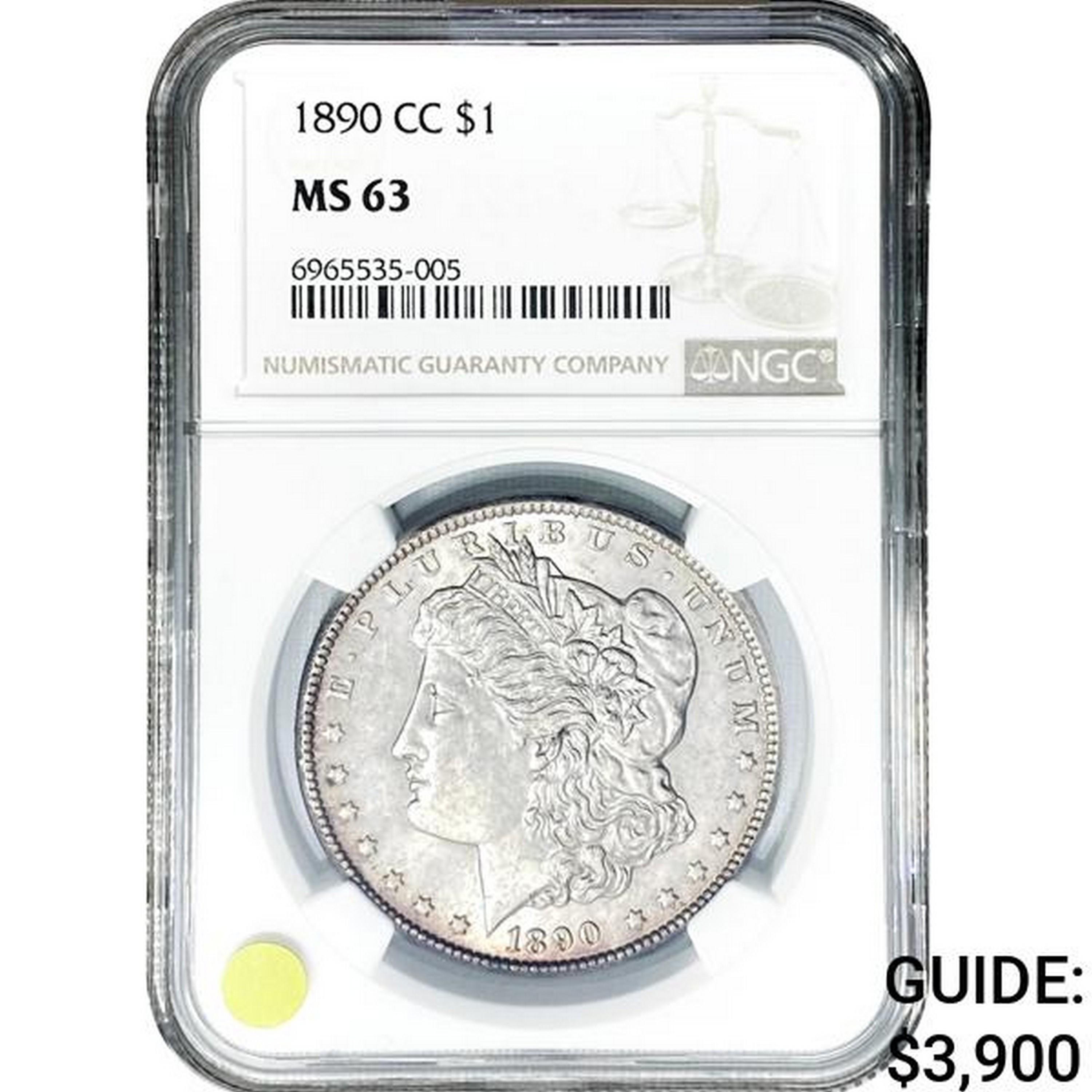 1890-CC Morgan Silver Dollar NGC MS63