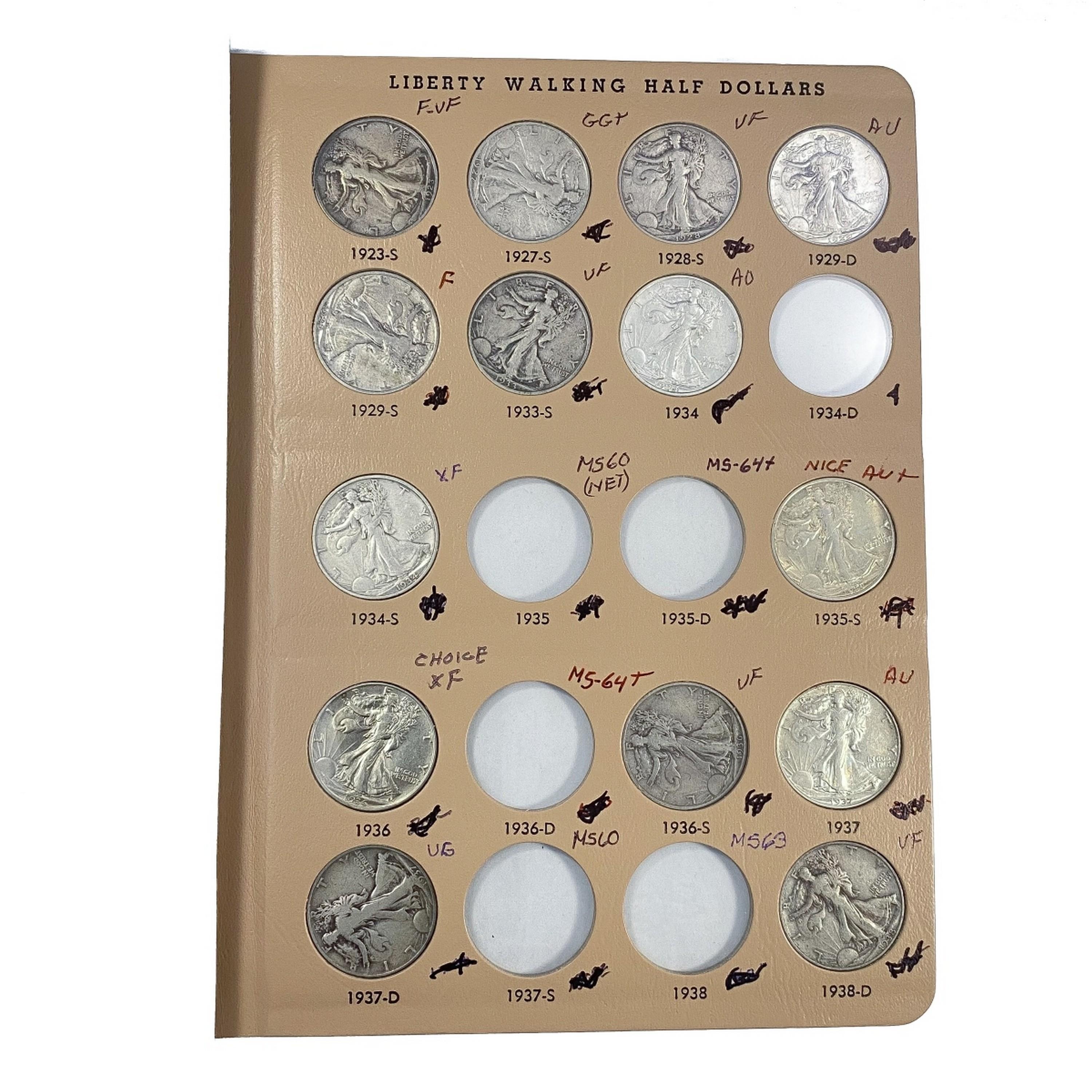 1916-1918 Walking Half Dollar Book (64 Coins)