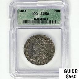 1833 Capped Bust Half Dollar ICG AU50