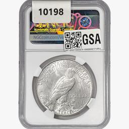 1923-D Silver Peace Dollar NGC AU58