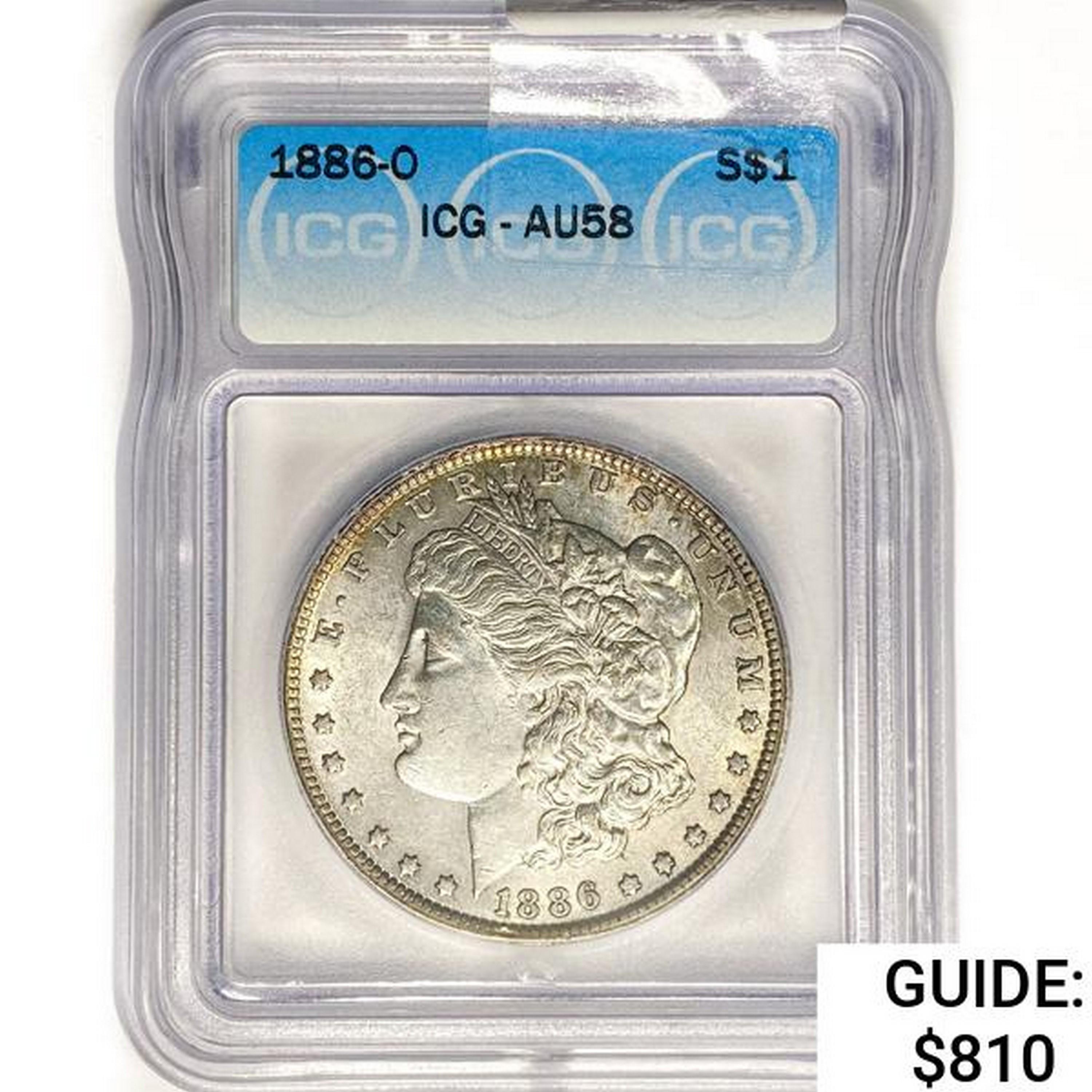 1886-O Morgan Silver Dollar ICG AU58
