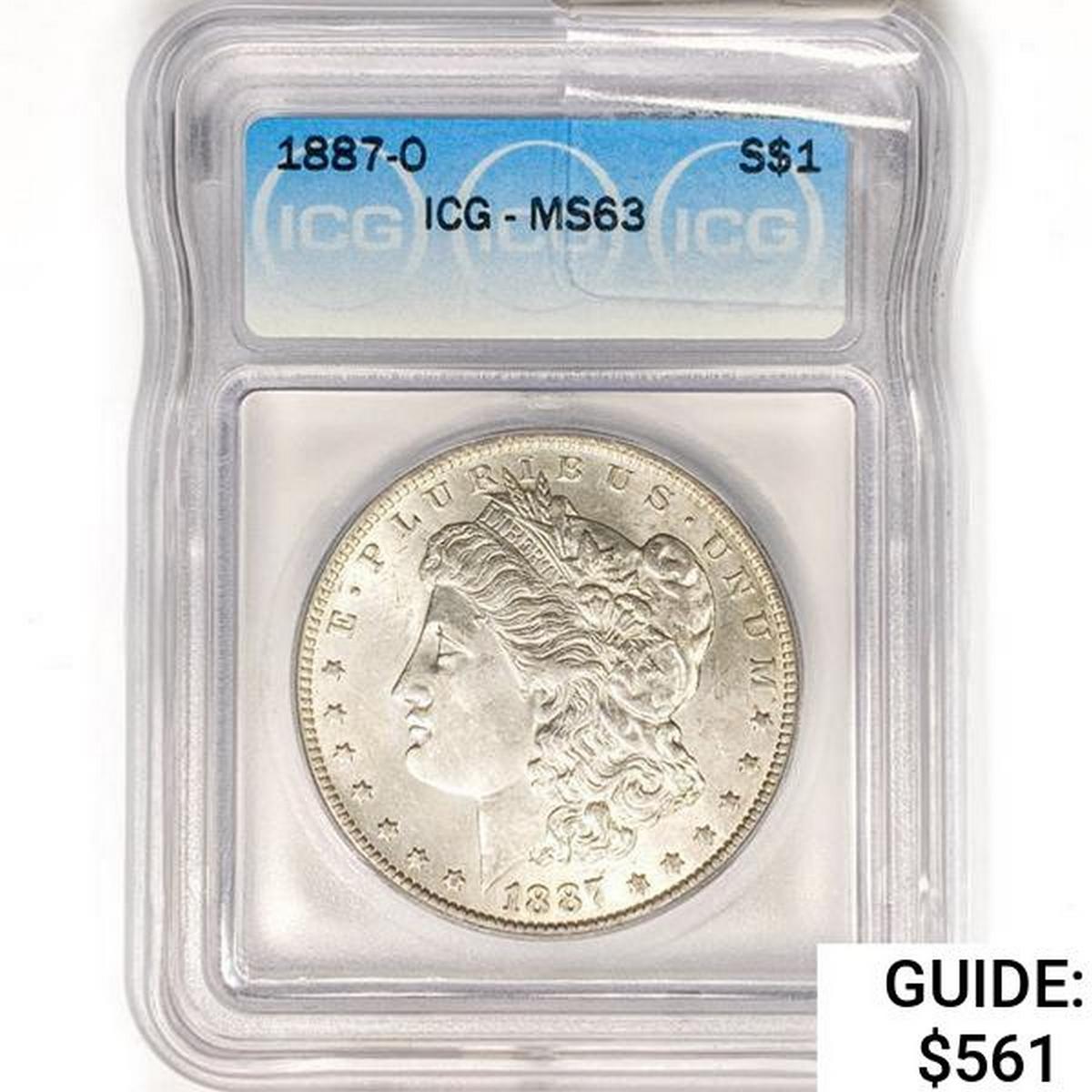 1887-O Morgan Silver Dollar ICG MS63