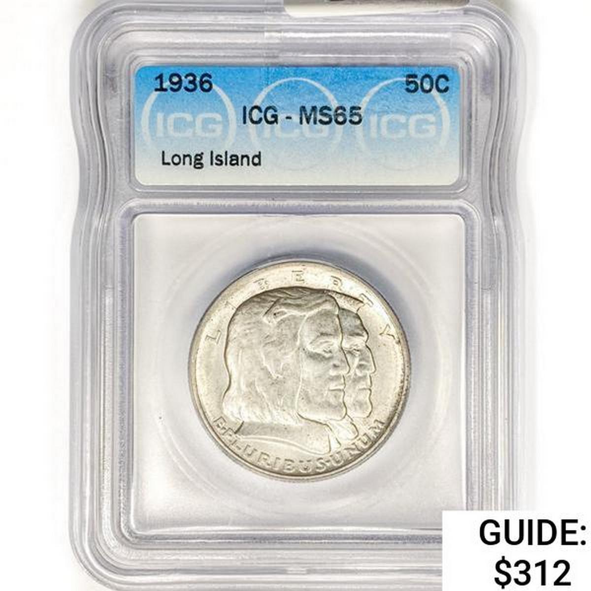 1936 Long Island Half Dollar ICG MS65