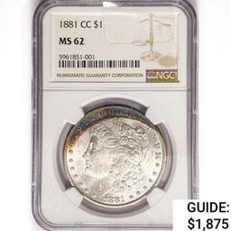 1881-CC Morgan Silver Dollar NGC MS62