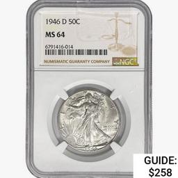 1946-D Walking Liberty Half Dollar NGC MS64