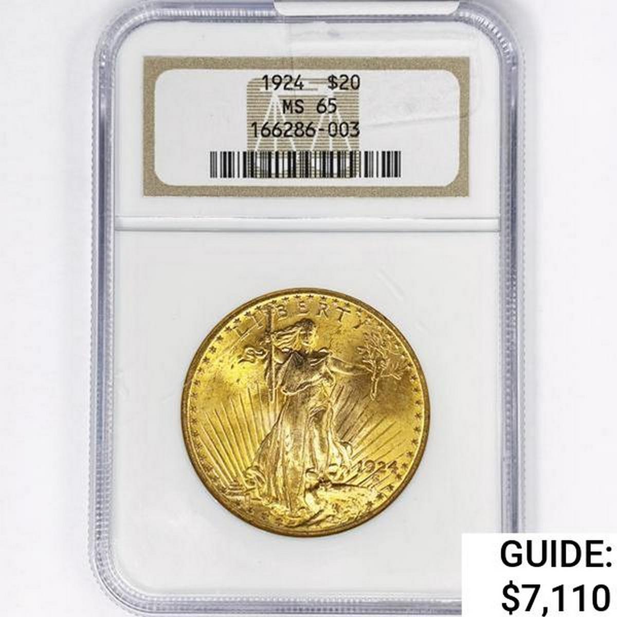 1924 $20 Gold Double Eagle NGC MS65