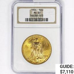 1924 $20 Gold Double Eagle NGC MS65