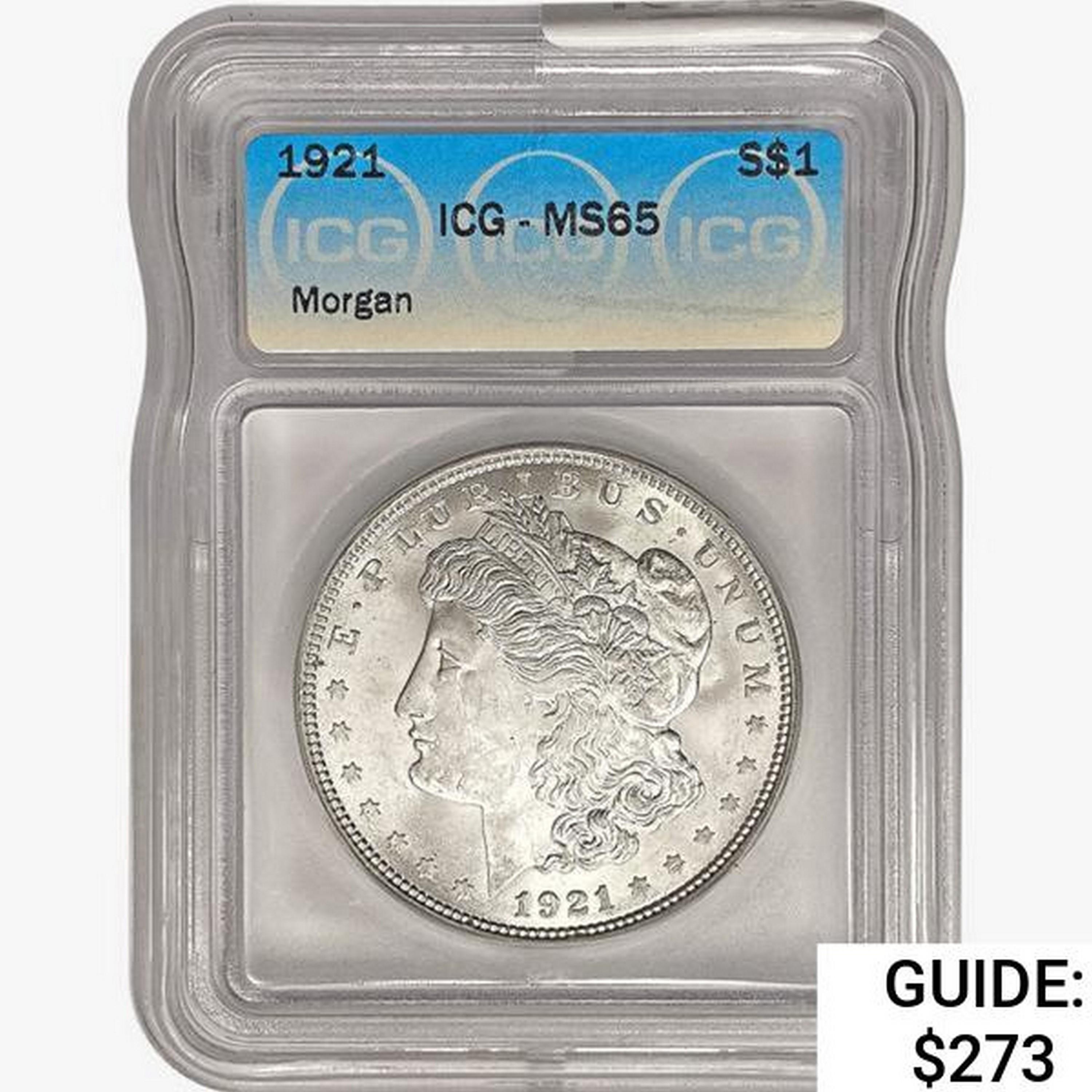 1921 Morgan Silver Dollar ICG MS65