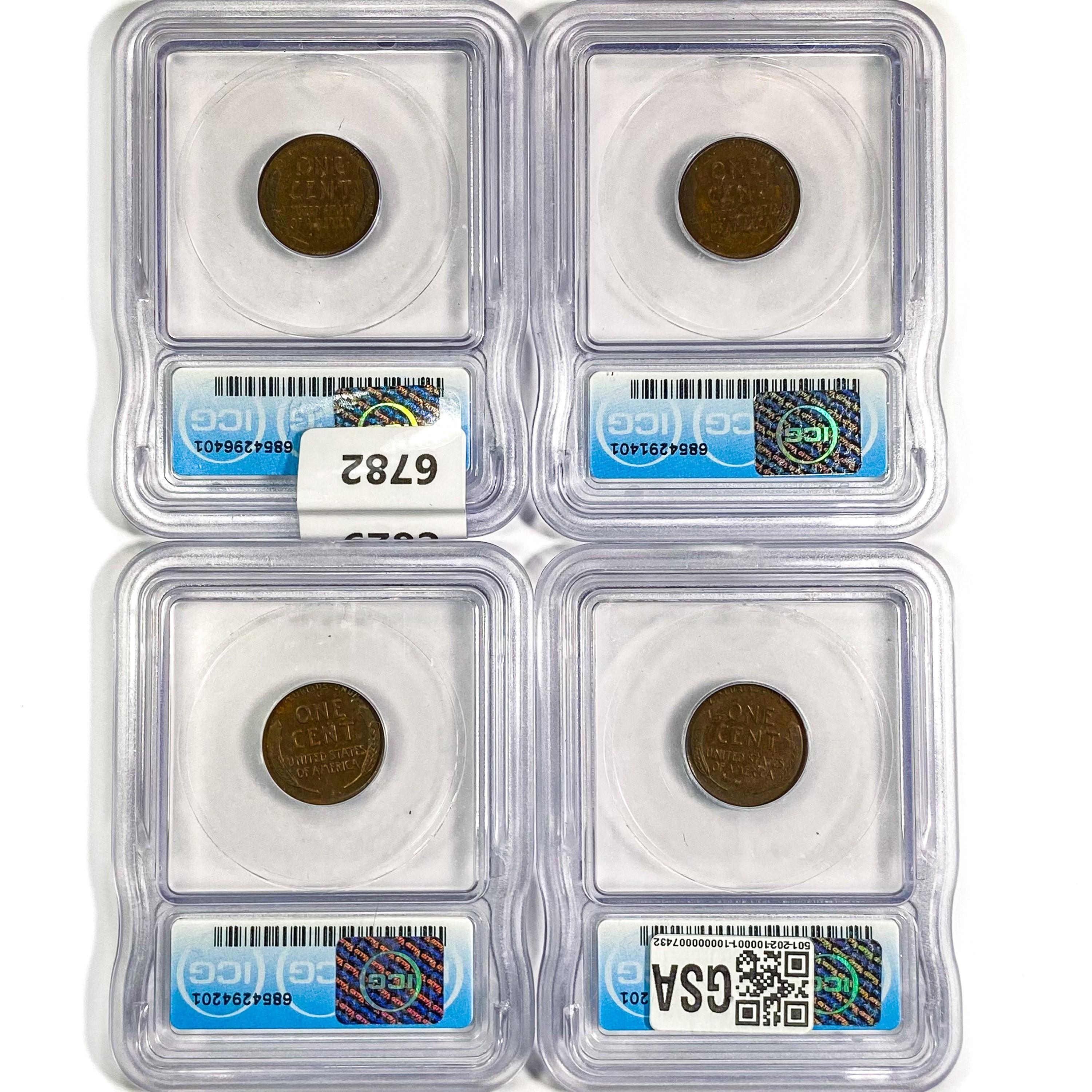 [4] Wheat Cents ICG AU,VF 1911-1920