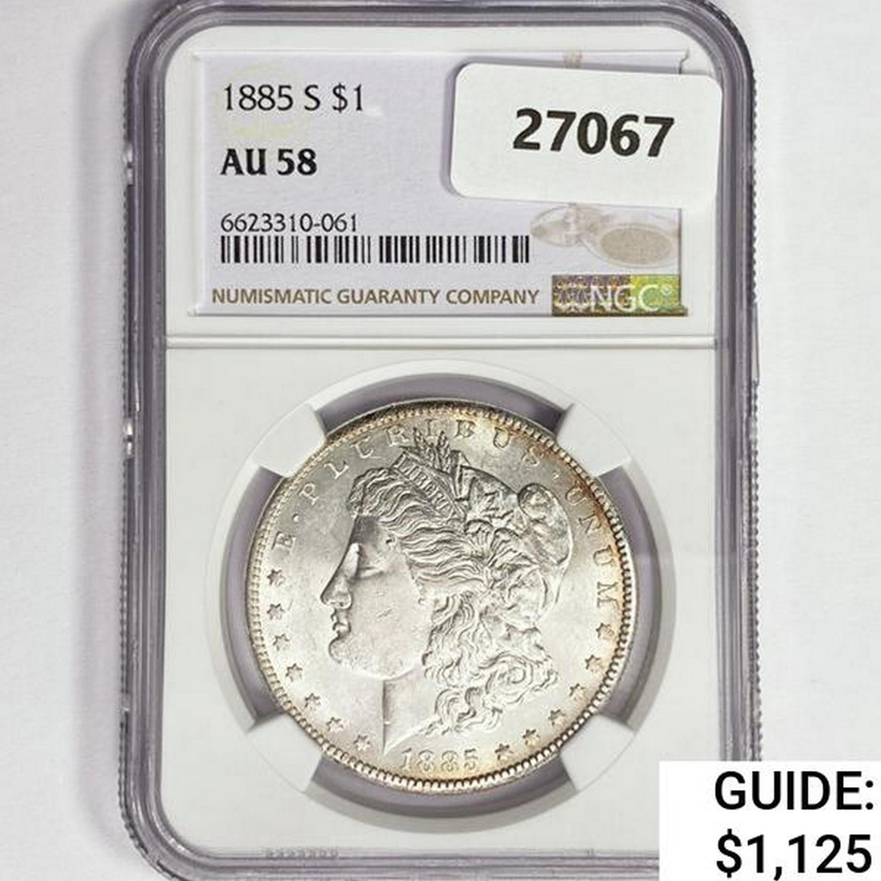 1885-S Morgan Silver Dollar NGC AU58