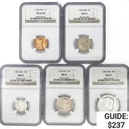 [5] 1965 US Varied Coinage Set NGC MS67 SMS
