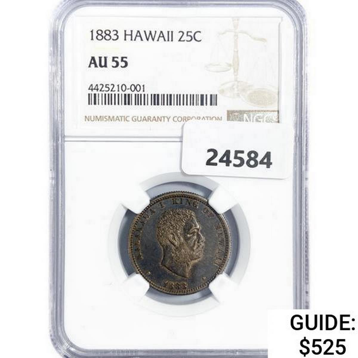 1883 Kingdom of Hawaii Quarter NGC AU55