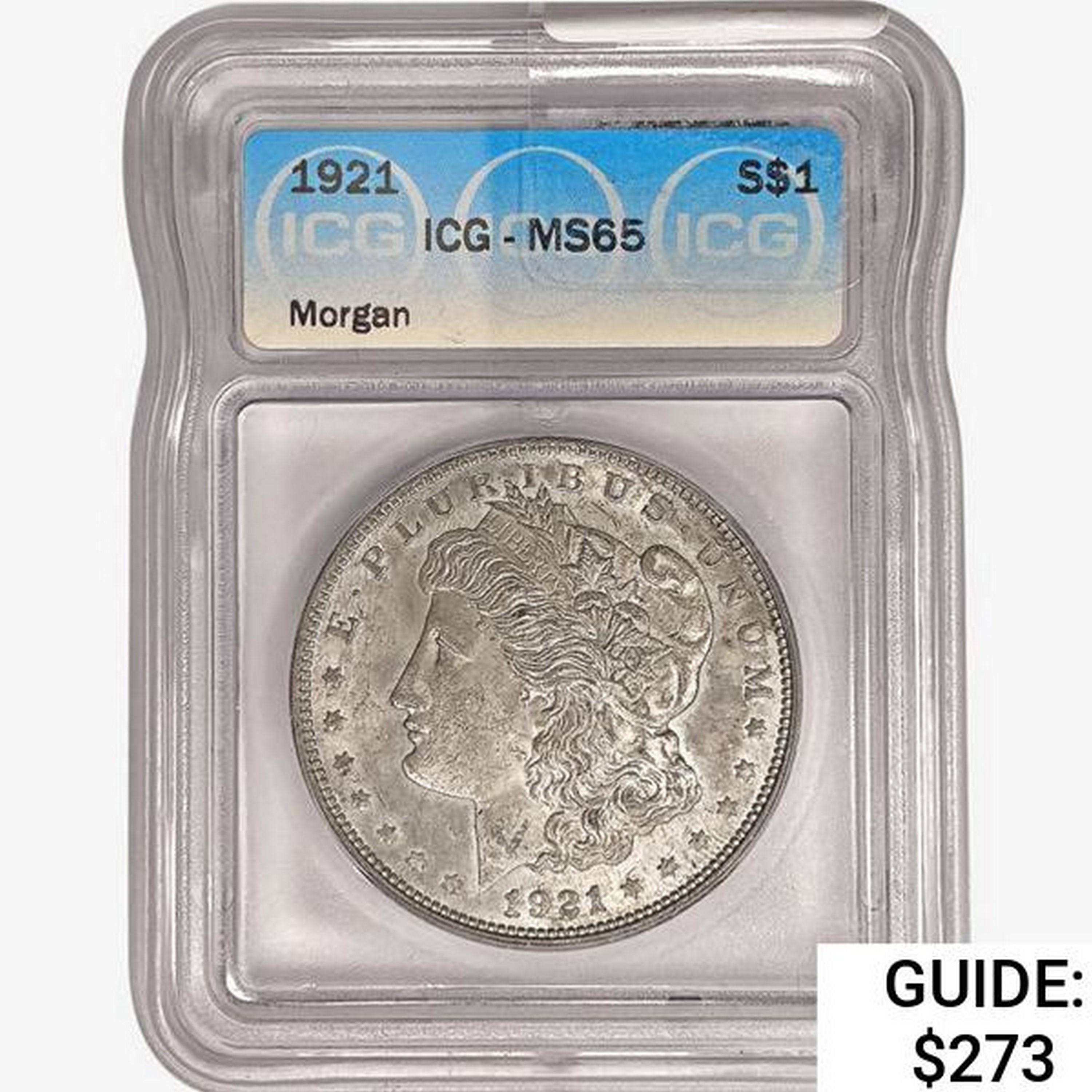 1921 Morgan Silver Dollar ICG MS65