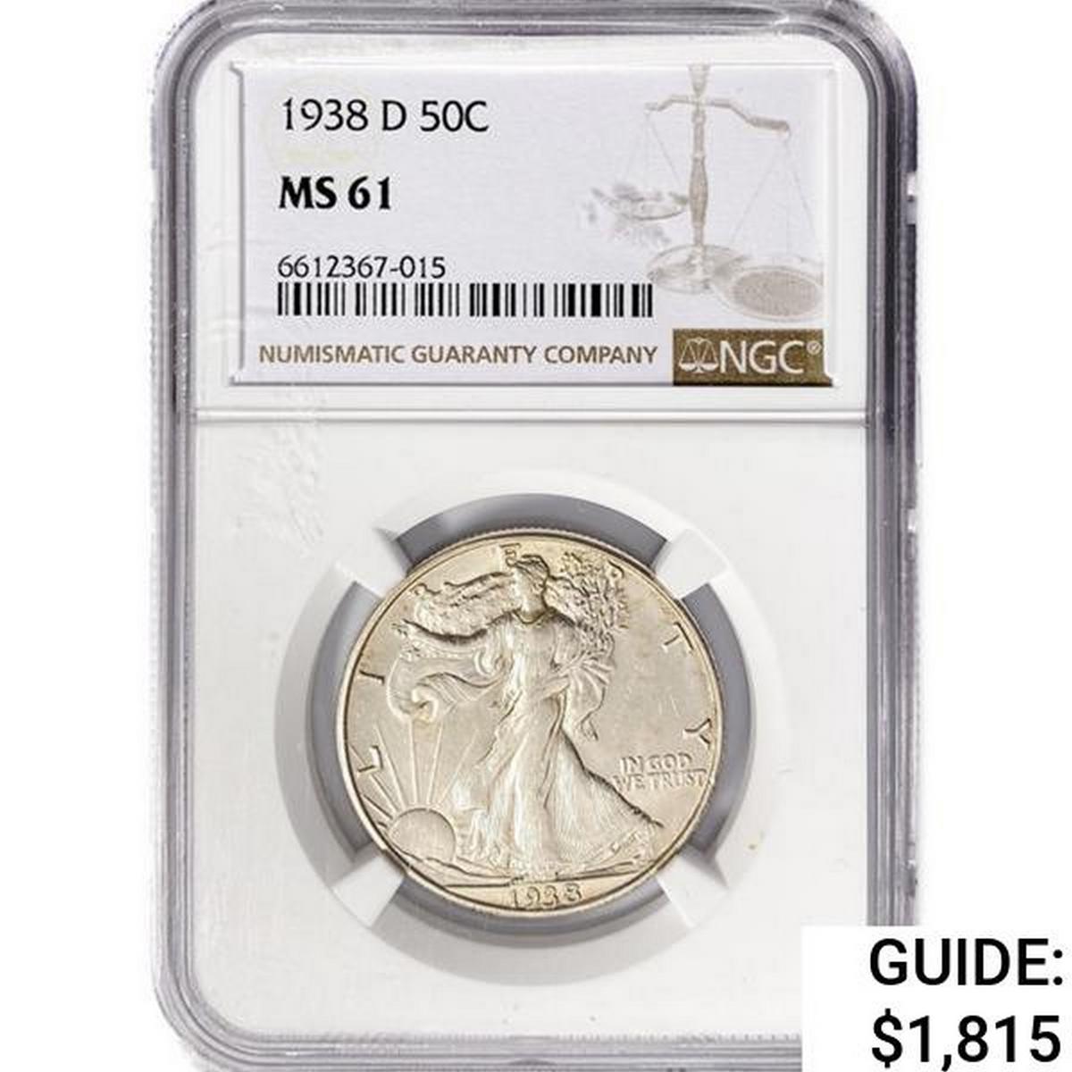 1938-D Walking Liberty Half Dollar NGC MS61