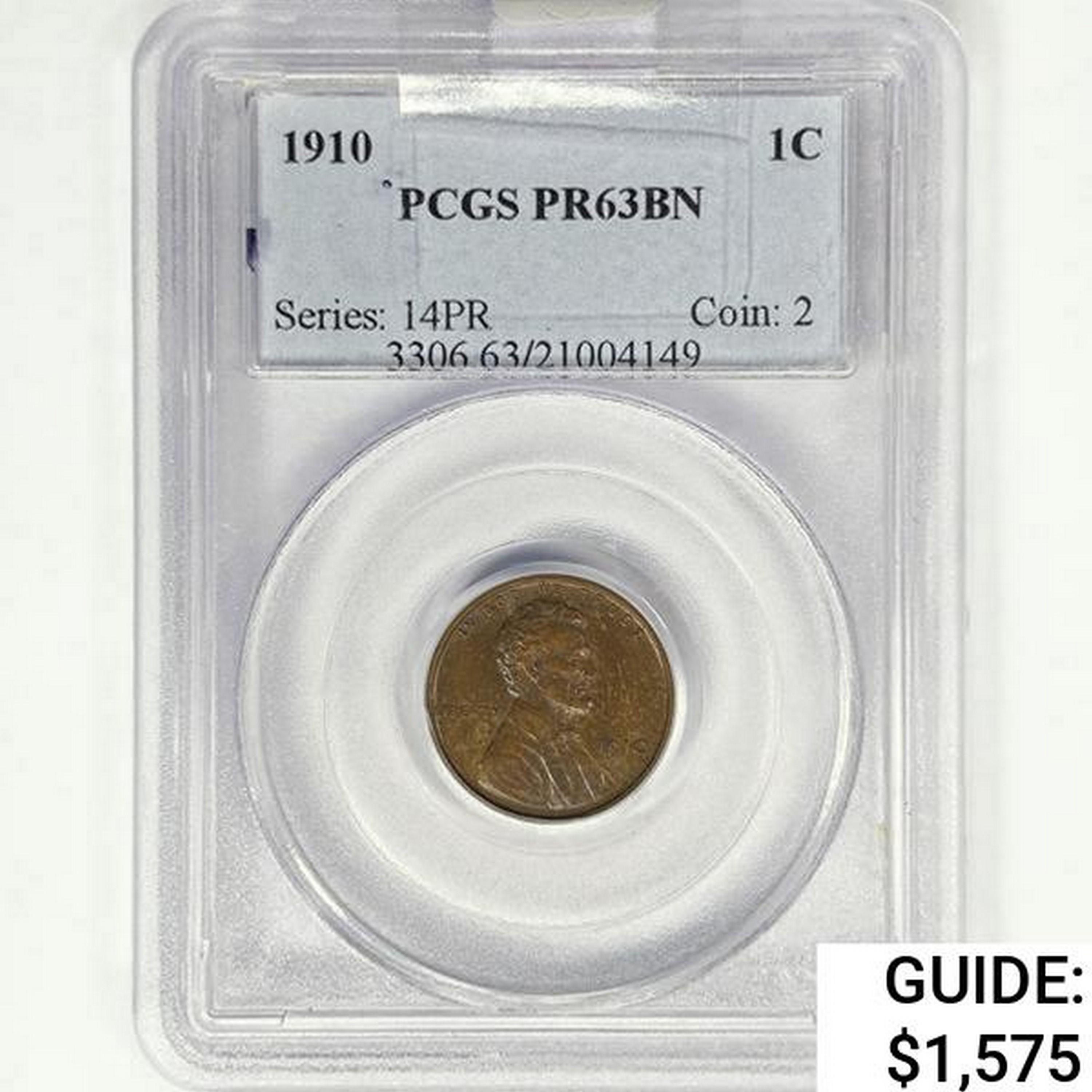 1910 Wheat Cent PCGS PR63 BN