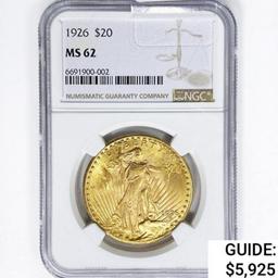 1926 $20 Gold Double Eagle NGC MS62