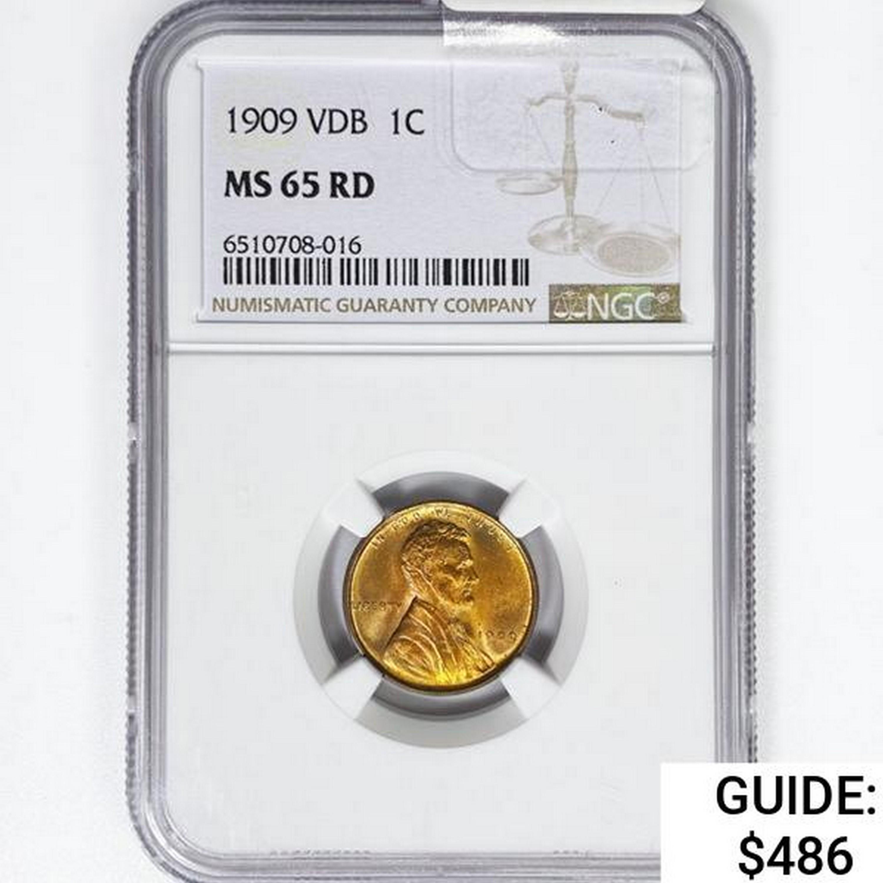 1909 VDB Wheat Cent NGC MS65 RD