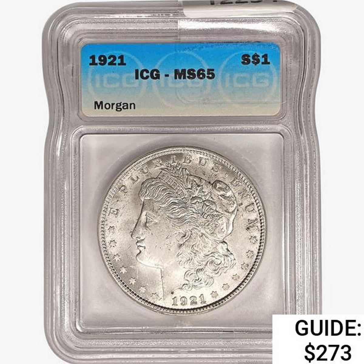 1921 Morgan Silver Dollar ICG MS65