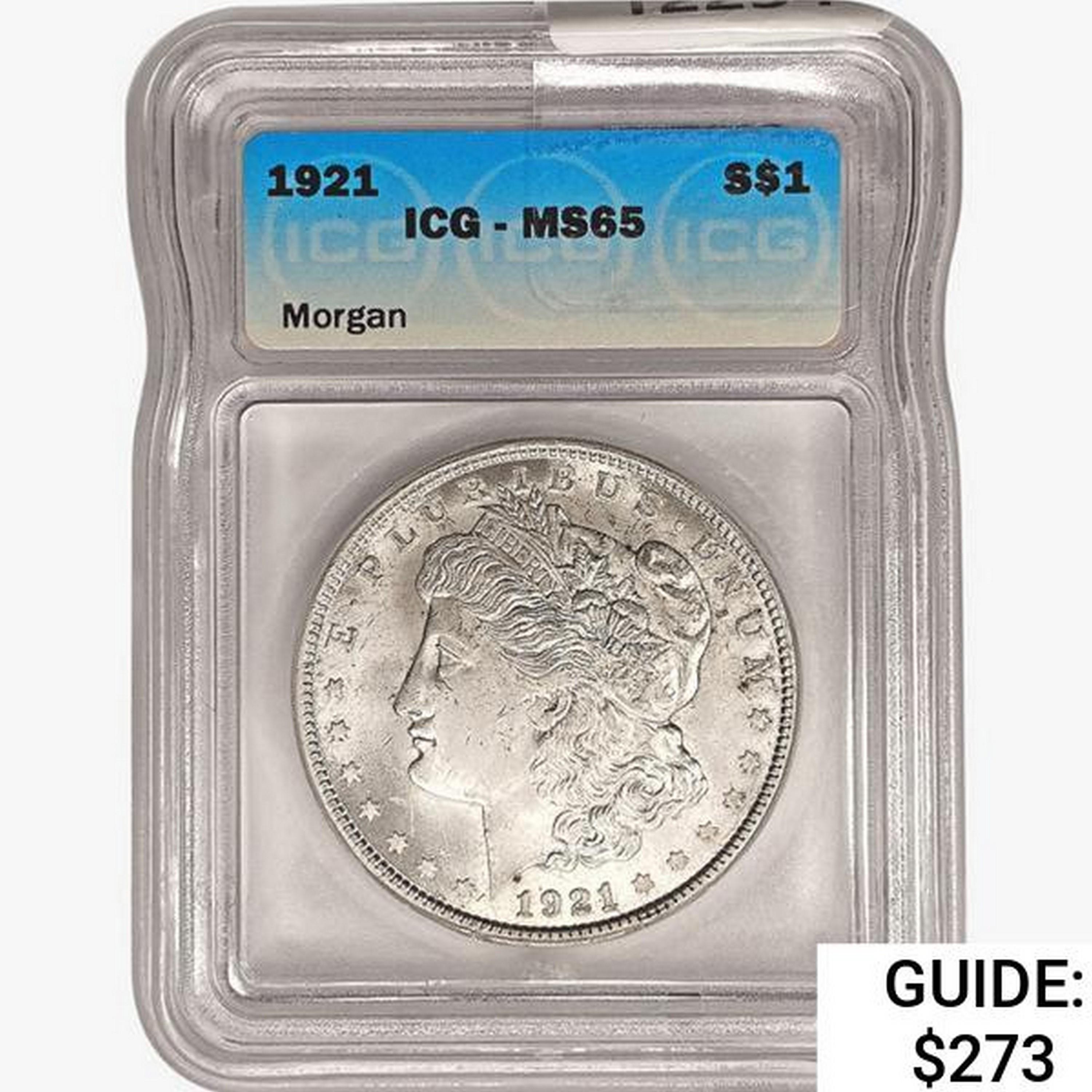 1921 Morgan Silver Dollar ICG MS65