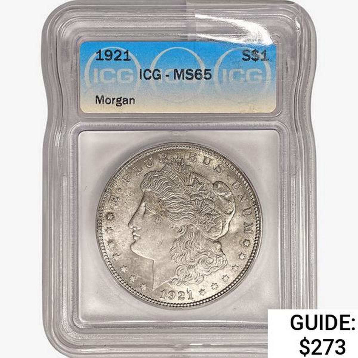 1921 Morgan Silver Dollar ICG MS65