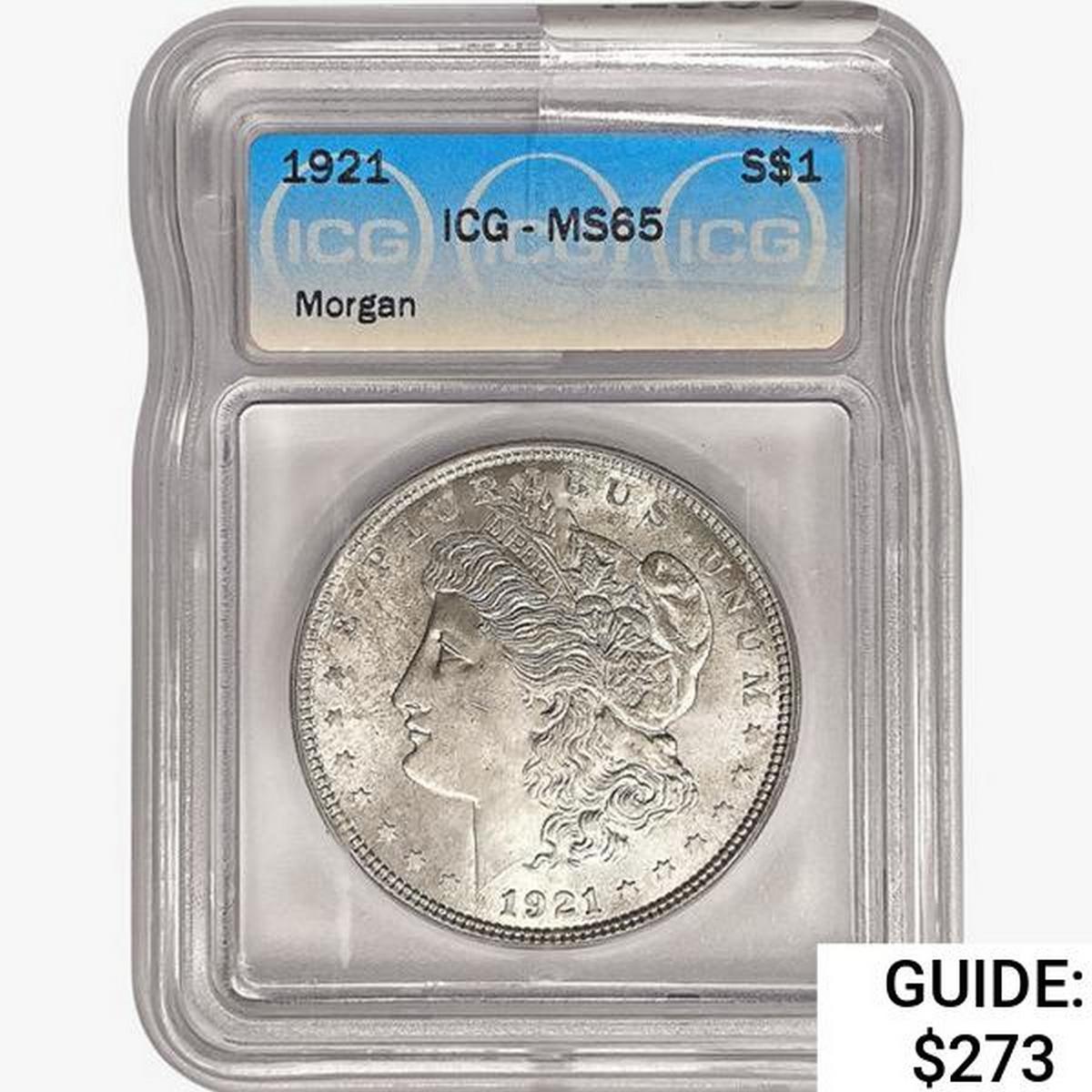 1921 Morgan Silver Dollar ICG MS65