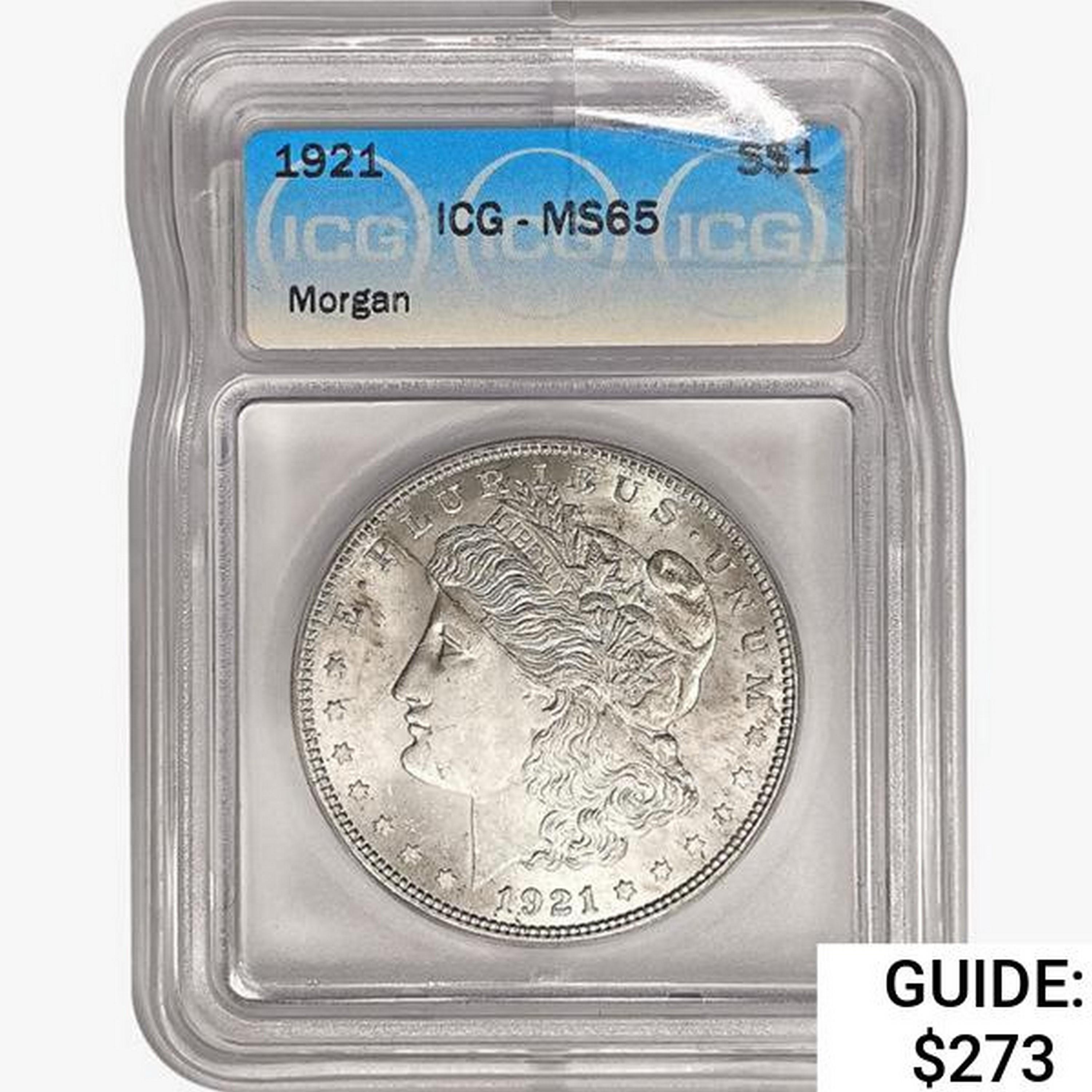 1921 Morgan Silver Dollar ICG MS65