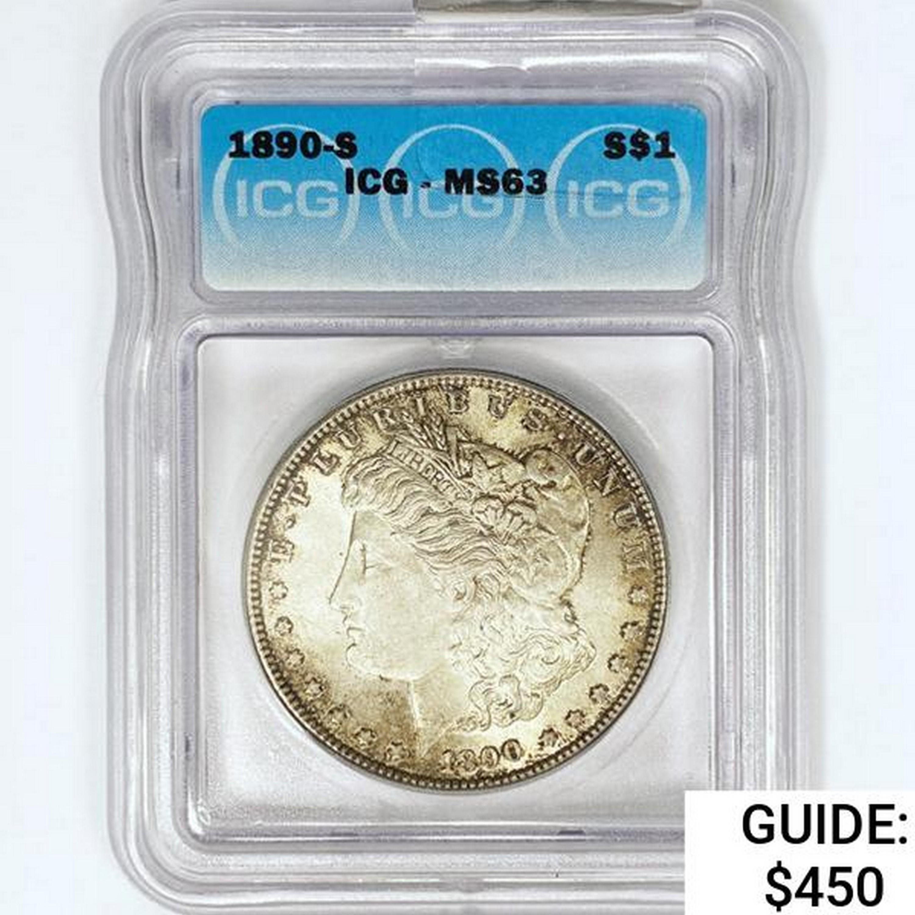 1890-S Morgan Silver Dollar ICG MS63