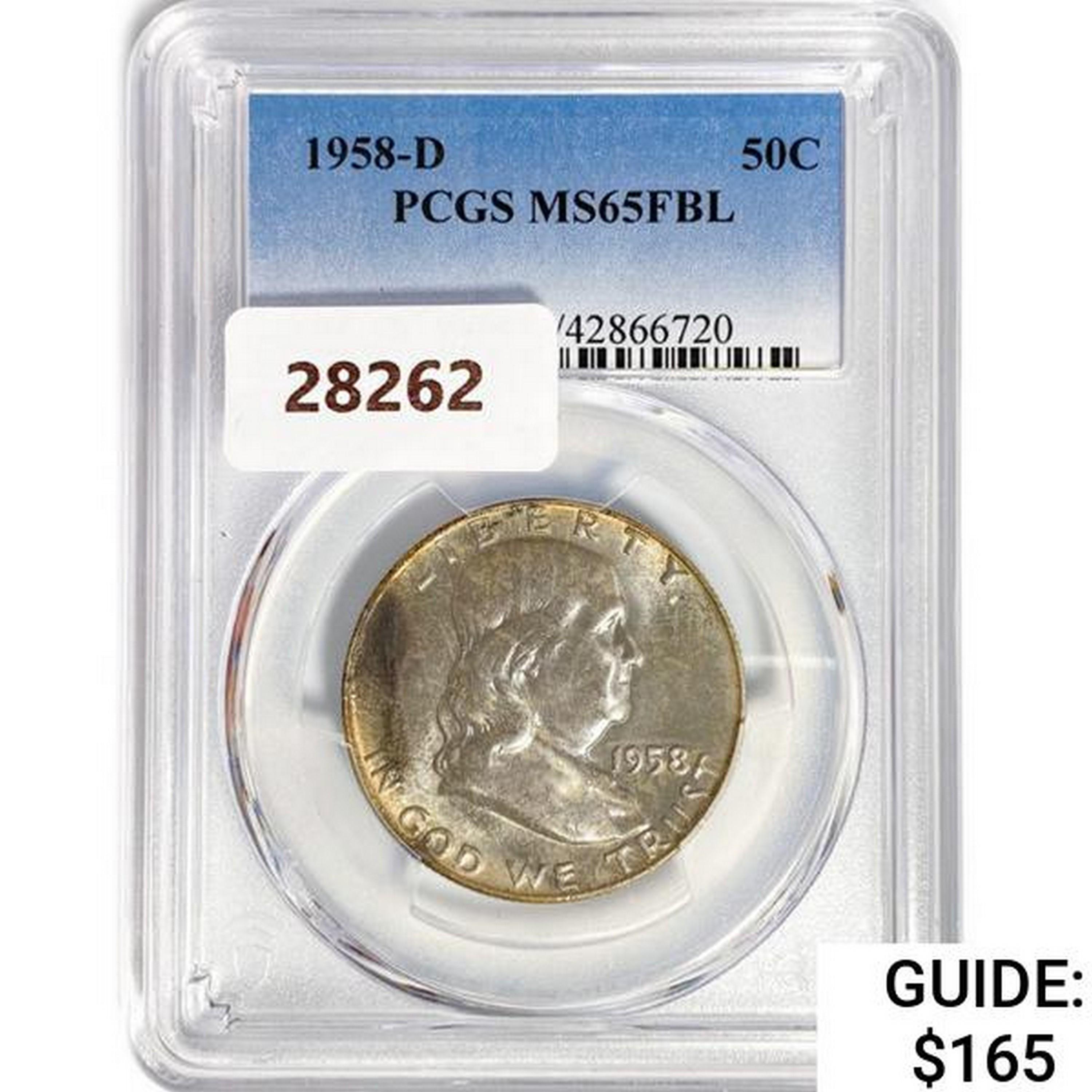 1958-D Franklin Half Dollar PCGS MS65 FBL