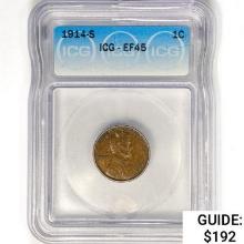 1914-S Wheat Cent ICG EF45