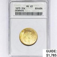 1873 20K 8.96g Denmark Gold ANACS MS63