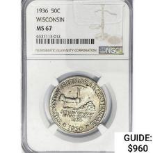 1936 Wisconsin Half Dollar NGC MS67