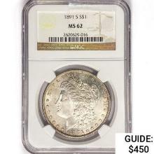 1891-S Morgan Silver Dollar NGC MS62