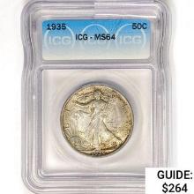 1935 Walking Liberty Half Dollar ICG MS64