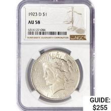 1923-D Silver Peace Dollar NGC AU58