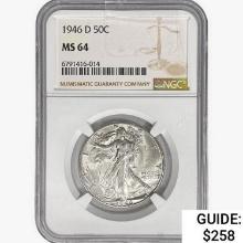 1946-D Walking Liberty Half Dollar NGC MS64