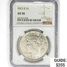 1923-D Silver Peace Dollar NGC AU58